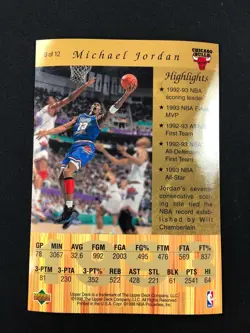 UPPER DECK MICHAEL JORDAN GOLD SERIES OVERSIZED CARD! 1993 - Image 2
