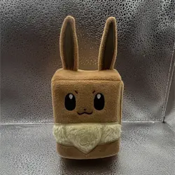 Eevee Plush Deck Box for Pokemon TCG Card Storage Case, Brown/Cream Flap - Image 1