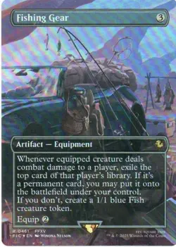 MTG: Final Fantasy Commander: Foil Borderless Fishing Gear: LP Condition - Image 1