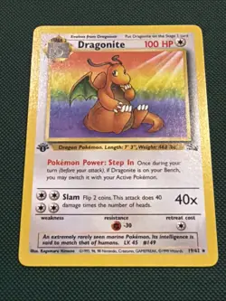 1st Edition Dragonite 19/62, 1999 Fossil Set, Non Holo Rare, Pokemon TCG, LP/NM - Image 2