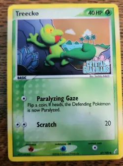Treecko 67/100 Stamped Pokemon EX Crystal Guardians Vintage Reverse Holo NM/LP - Image 1