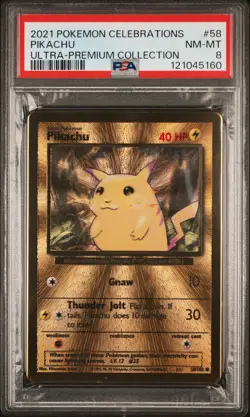 2021 POKEMON CELEBRATIONS ULTRA-PREM COLL #58 PIKACHU PSA 8 - Image 1