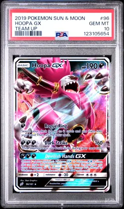 2019 POKEMON SUN & MOON TEAM UP #96 HOOPA GX PSA 10 - Image 1