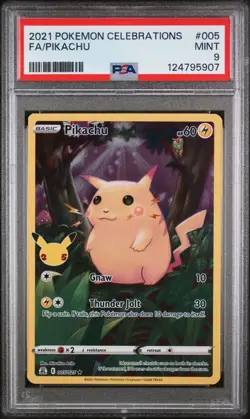 2021 Pokemon Pikachu 005/025 Celebrations Holo Full Art PSA 9 MINT (NEW CERT) - Image 1