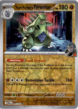 Team Rocket's Tyranitar 096/182 Reverse Holo Destined Rivals Pokemon Card TCG - Image 1