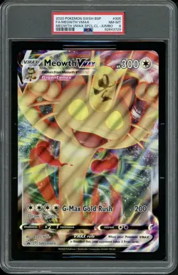 PSA 8 Meowth VMAX SWSH005 Black Star Promo JUMBO NM/MINT Pokemon Card Oversized - Image 1