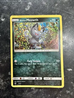 Pokemon card Alolan Meowth 8/12 McDonalds Promo 2017 holo light play 1 - Image 1