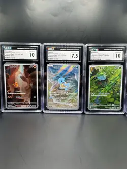 Pokemon 151 CGC Charmander, Bulbasaur, Squirtle (Japanese) - Image 1