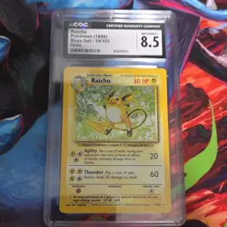 Pokemon TCG CGC 8.5 Raichu Holo Rare Base Set 14/102 English 1999 - Image 1