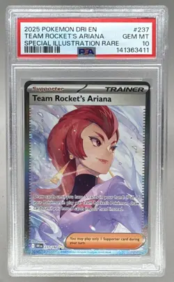 141363411 Team Rocket's Ariana 2025 Pokemon Destined Rivals #237 SIR PSA 10 - Image 1