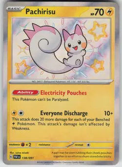 Pachirisu 138/091 Shiny Rare Paldean Fates Pokemon Near Mint - Image 3