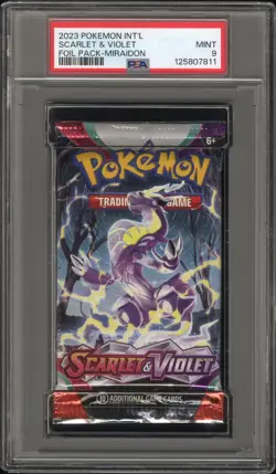 PSA 9 Mint 2023 POKEMON SCARLET & VIOLET BASE GRADED BOOSTER PACK Miraidon Art - Image 1