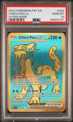 2024 POKEMON PAF EN-PALDEAN FATES HYPER RARE #242 CHIEN-PAO EX PSA 10 - Image 1