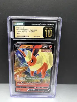 🔥🔥CGC 10 Pristine Flareon V 011/069 RR Eevee Heroes s6a Japanese Pokemon Card - Image 1