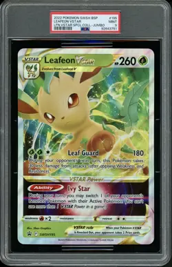 PSA 9 MINT Leafeon VSTAR Black Star Promo SWSH195 JUMBO Pokemon Card - Image 1