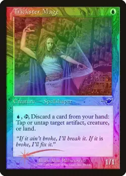 Magic the Gathering TRICKSTER MAGE #49/143 Nemesis Foil Blue Common 2000 NM - Image 1