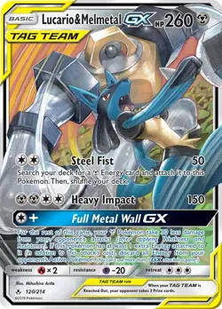 Pokemon TCG Lucario & Melmetal GX 120/214 Sm-Unbroken Bonds Holo Tag Team PSA 10 - Image 1
