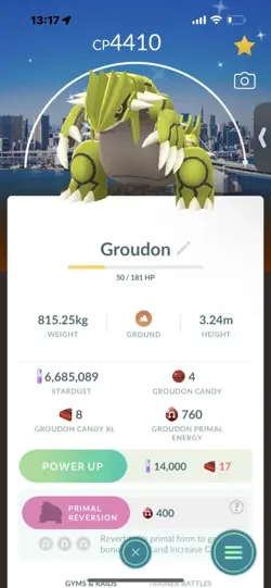 Pokemon Go Shiny Legendary Groudon ( Tokyo Background) ( High CP ) - Image 1