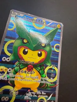 Poncho Wearing Pikachu 231/XY-P Promo Holo Rayquaza Pokemon Card Japanese Auth - Image 5