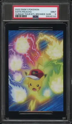 2022 ENSKY POKEMON CLIMAX! TOURNAMENT BATTLE BROMIDE GUM ASH'S PIKACHU PSA 9 - Image 1
