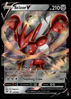 SCIZOR V - 118/189 Holo V Rare Darkness Ablaze Pokemon NM - Image 1
