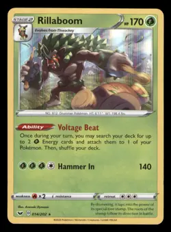 Rillaboom 014/202 Holo Rare Sword & Shield Pokemon TCG NM - Image 1