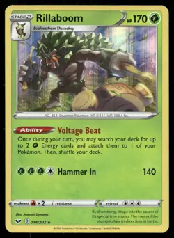 RILLABOOM 014/202 HOLO R SWORD & SHIELD POKEMON HOLO NM/M - Image 1