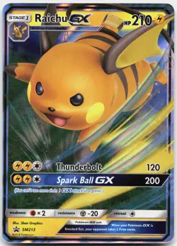 Raichu GX - SM213 Holo Promo Sun & Moon Promo Pokemon Near Mint - Image 1