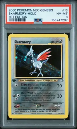 2000 Pokemon Neo Genesis 1st Edition Skarmory Holo 13/111 #13 PSA 8 - Image 1
