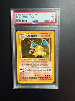 2000 Pokemon TCG Charizard Base Set 2 Holo Rare PSA 7 4/130 English - Image 1
