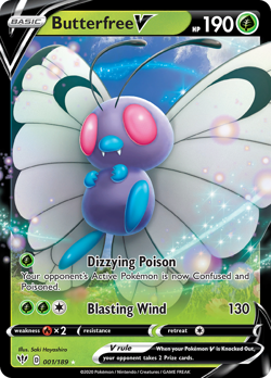 BUTTERFREE V 001/189 V RARE DARKNESS ABLAZE POKEMON NEAR MINT - Image 1