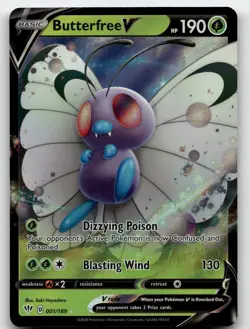BUTTERFREE V 001/189 V RARE DARKNESS ABLAZE POKEMON NEAR MINT - Image 2