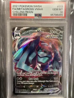 Pokemon Metagross VMAX 113/198 Chilling Reign Full Art Holo Ultra Rare PSA 10 - Image 1