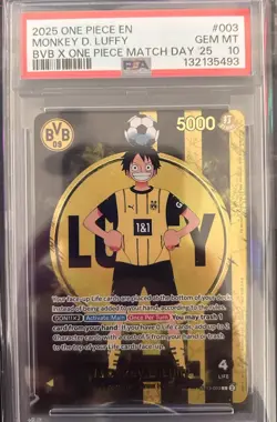 MONKEY D. LUFFY BVB X ONE PIECE MATCH DAY '25 ONE PIECE PROMOS 2025 003 PSA 10 - Image 1
