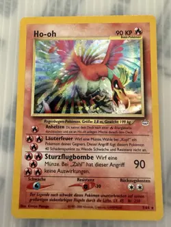 Pokemon TCG Ho-Oh Neo Revelation Holo Card 7/64 Unlimited Rare, German Edition - Image 1