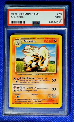 Pokemon TCG Arcanine Base Set, Unlimited Uncommon Card 23/102 PSA 9 - Image 1