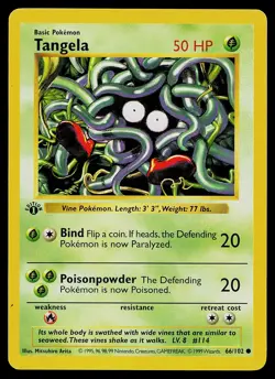 Pokemon Card - Tangela 1st Edition Base Set Shadowless 66/102 - Image 1