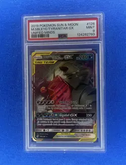 2019 Pokemon Sun & Moon Unified Minds M.Sbleye/Tyranitar Gx PSA 9 - Image 1