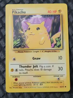 Pokemon TCG Pikachu Base Set 58/102 Regular Unlimited Common - Image 1