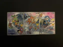 First Partner Series 1 Turtwig Chimchar Piplup Promo Set 040 041 042 Pokemon TCG - Image 1
