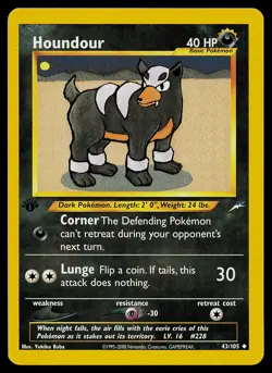 Pokemon Card - Houndour Neo Destiny 43/105 Uncommon 1st Edition - Image 1
