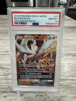 2018 POKEMON SUN & MOON DRAGON MAJESTY #11 RESHIRAM GX PSA 10 - Image 1