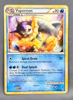 LP+ Vaporeon 52/95 Uncommon Call of Legends Pokemon Illustrator 'sui' 2011 - Image 1
