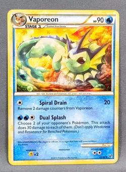 LP Vaporeon 41/90 HGSS Undaunted Pokemon Illustrator 'sui' 2010 - Image 1