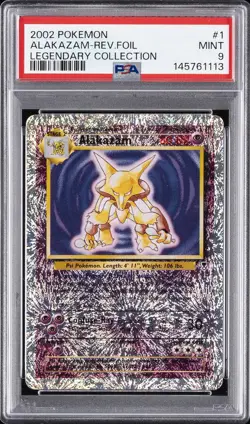 2002 POKEMON LEGENDARY COLLECTION #1 ALAKAZAM-REVERSE FOIL PSA 9 - Image 1