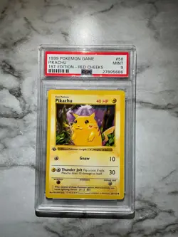 1999 POKEMON GAME PIKACHU 1ST EDITION -RED CHEEKS PSA 9.0 - Image 1