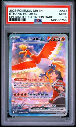 2025 POKEMON DRI EN-DESTINED RIVALS #230 ETHAN'S HO-OH EX PSA 9 - Image 1