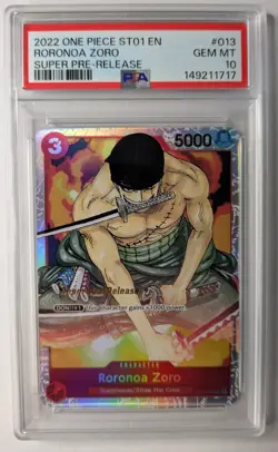 2022 ONE PIECE ST01 ENGLISH RORONOA ZORO SUPER PRE-RELEASE - PSA 10 - ST01-013 - Image 1