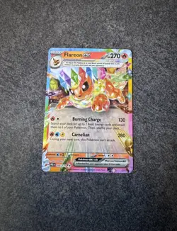 Pokemon TCG Prismatic Evolutions Flareon EX Double Rare Holo Card 014/131 - Image 1