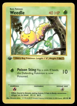 Pokemon Cards Weedle 69/102 1st Edition Base Set Shadowless Common LP *2 - Image 1